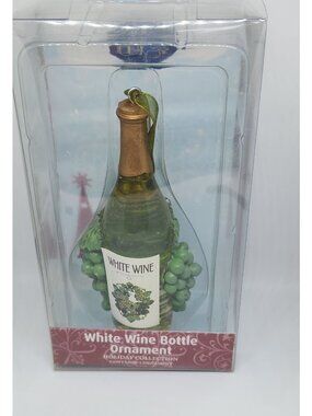 Ornament Christmas White Wine Bottle  4 1/2" Tall Epic Hanging